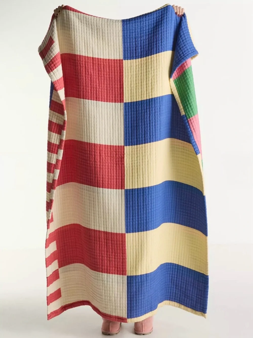 NWT Anthropologie Damson Madder Organic Cotton Striped Throw Blanket